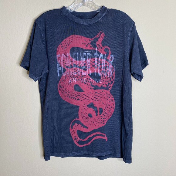 Anine Bing Charcoal Tee with Pink Snake Graphic - Picture 1 of 5